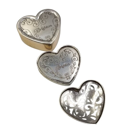 Brighton Heart Shaped Jewelry Trinket Box With Intricate Floral Design HTF - Picture 6 of 15